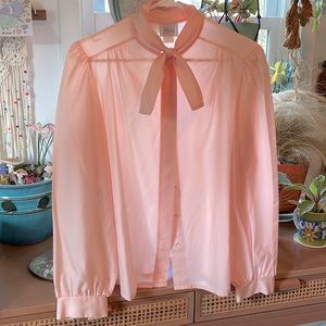 Alicia Vintage button blouse shirt top peach 14